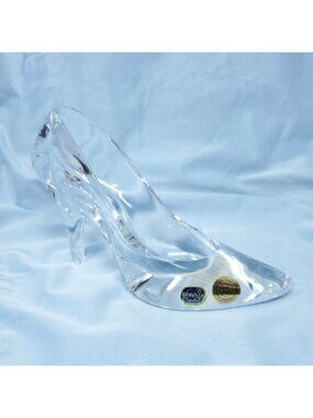 Vintage Bohemia Czech Lead Crystal Cinderella Glass Slipper High Heel Figurine